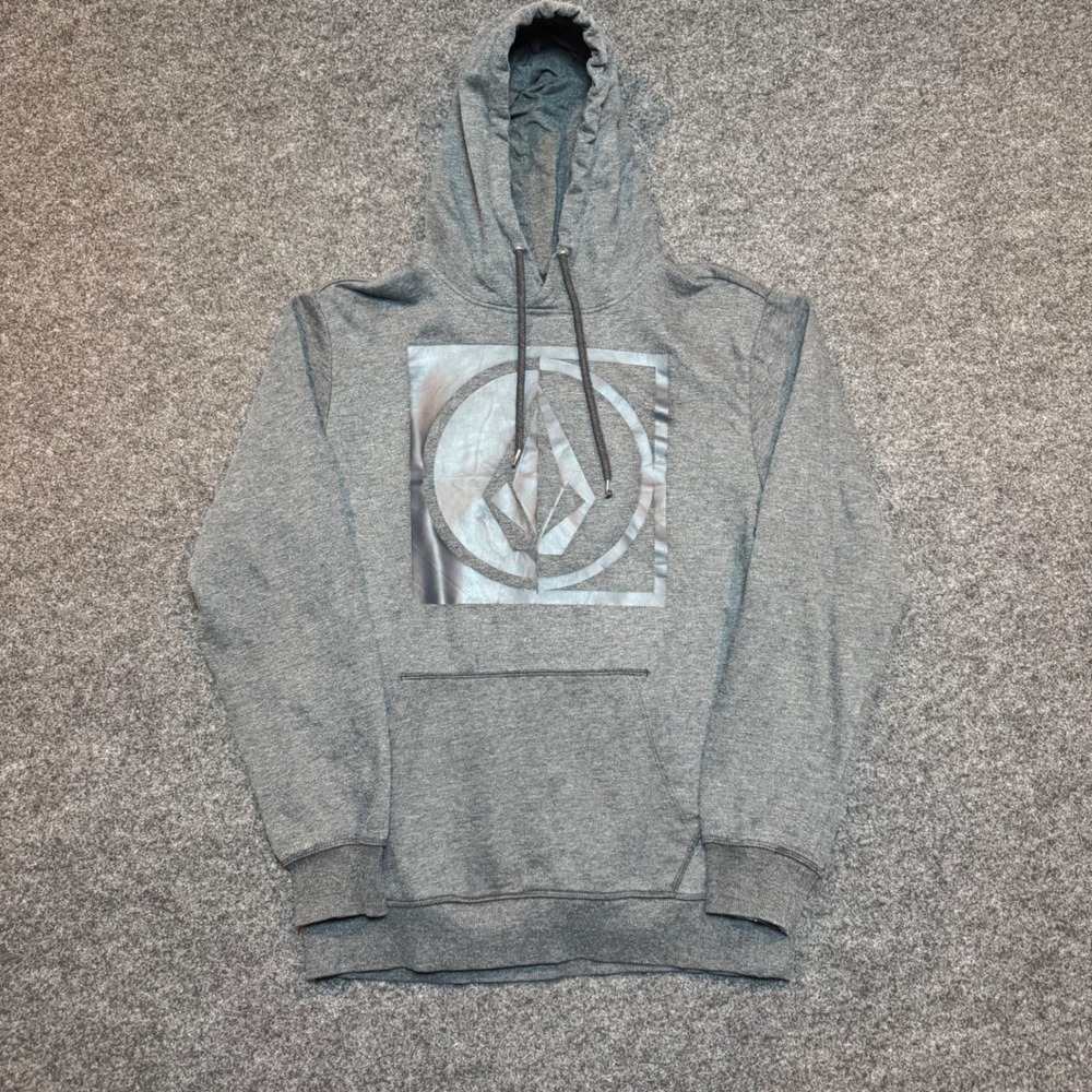 Volcom Mens Stone Graphic Hoodie Gray Heather Pullover Sweatshirt Size L